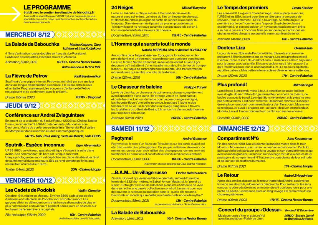 Programme complet - FESTIVAL DE CINÉMA RUSSE 21-22